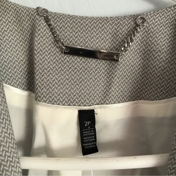 NWT White House black market gray herringbone suit jacket peplum blazer sz 2P - Picture 2 of 6
